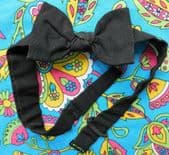 Vintage buckle bow tie ready tied black silk 13-17" evening wear circa 1930s E